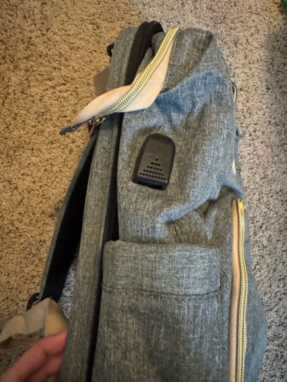 Gray Denim-Style Diaper Backpack - Picture 4 of 12